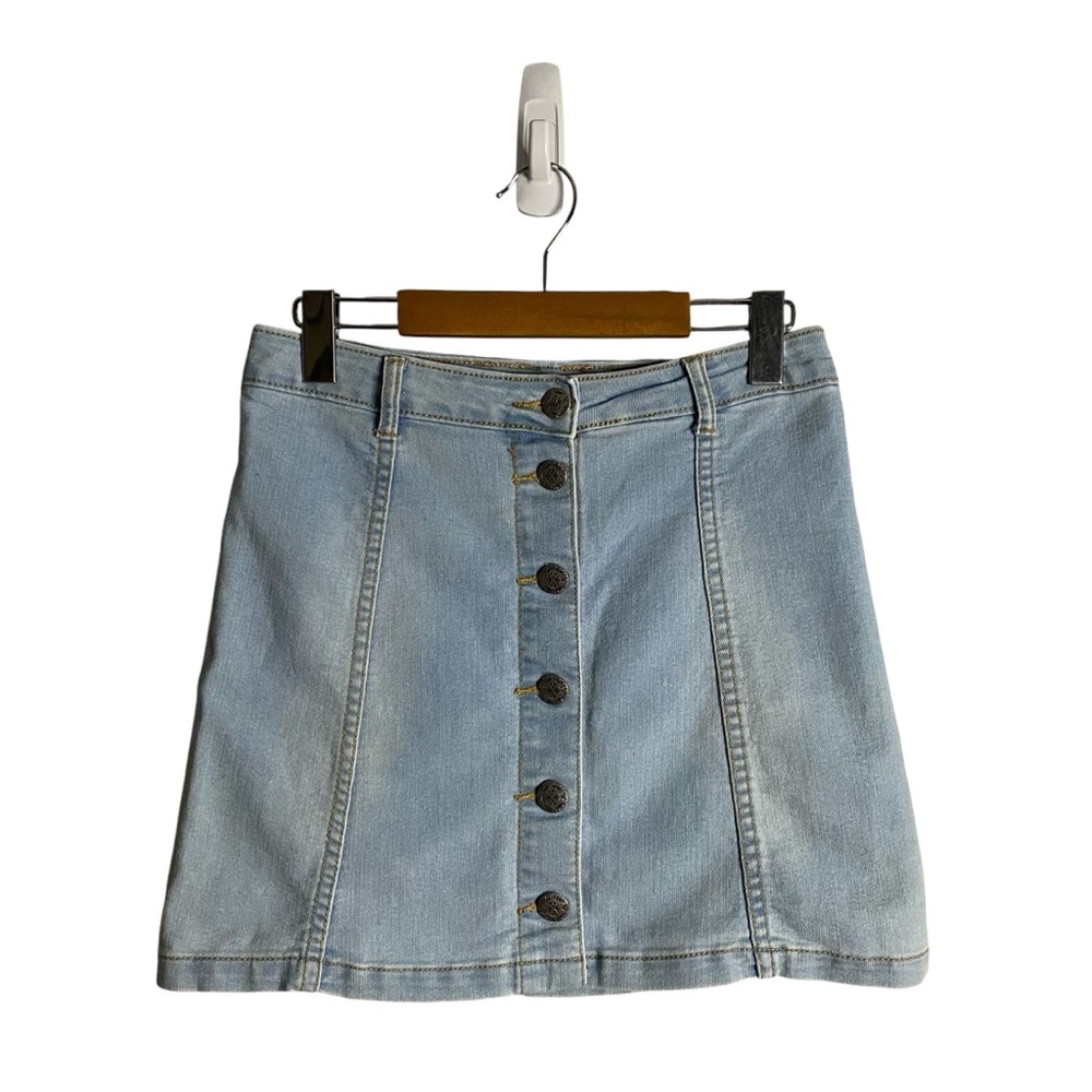 Silver Youth Girl's Light Wash Button-Down Denim Mini Skirt